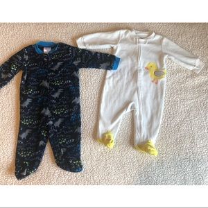 Set of Two Footed Fleece Pajamas